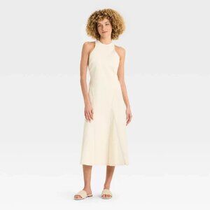 nwot IVORY Size 18 Future Collective Women's Racerback Denim Midi A-Line Dress